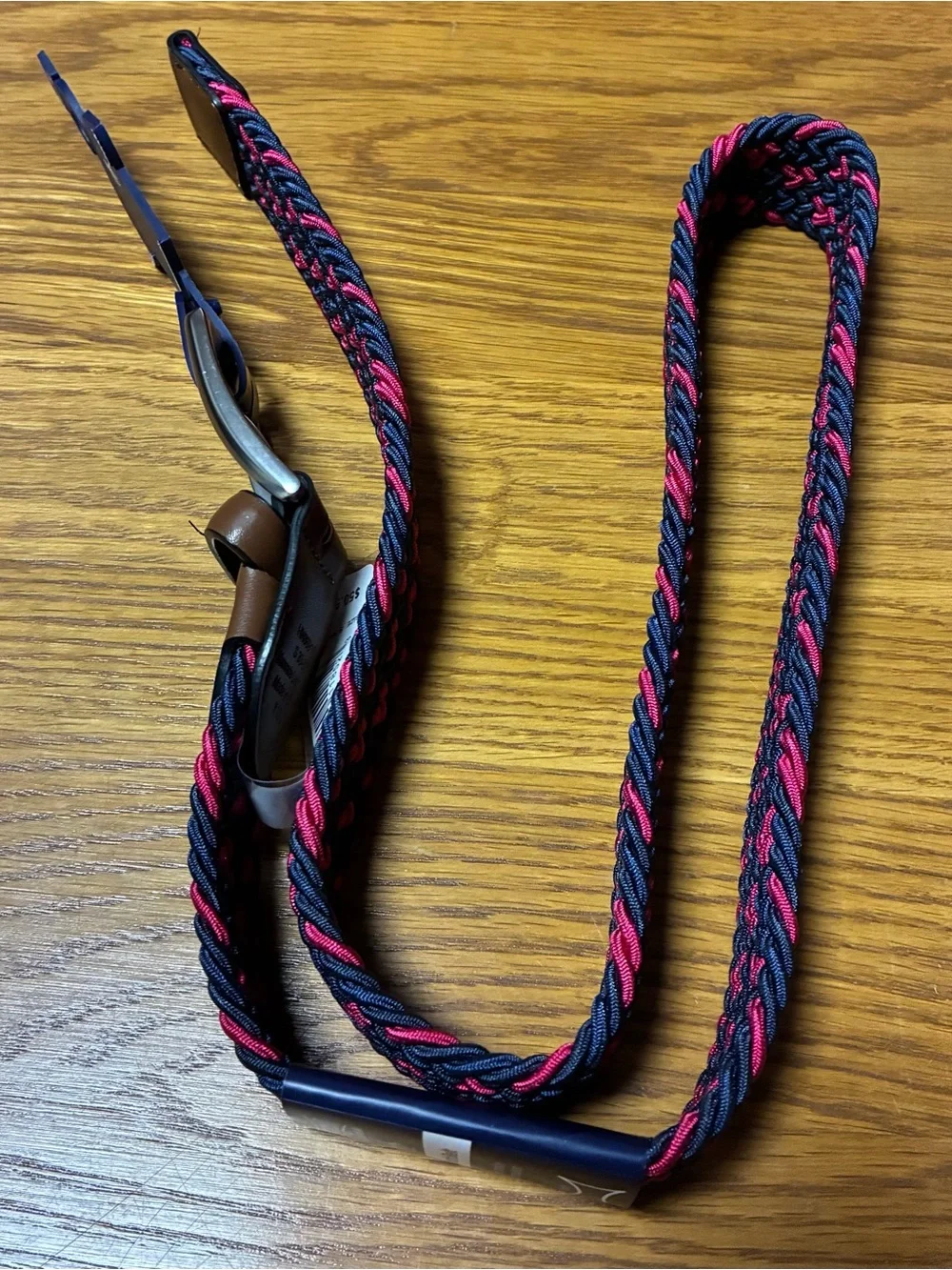 Original Penguin by Munsingwear Mens Braided Elastic Stretch Belt Red Blue Woven